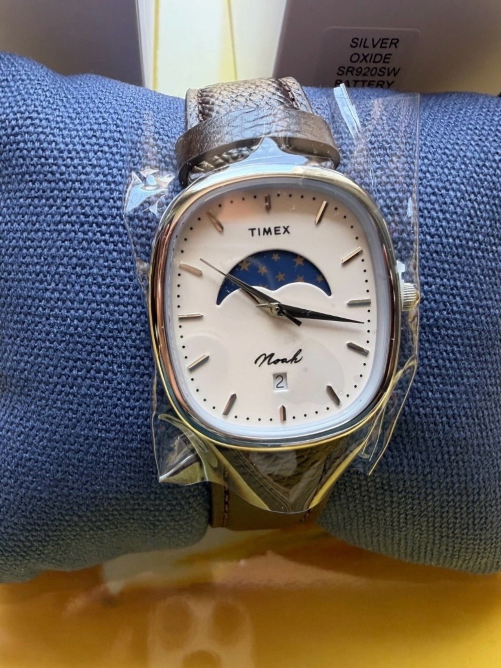 New NOAH x TIMEX Steel Face Oval Moon Phase Brown Leather strap